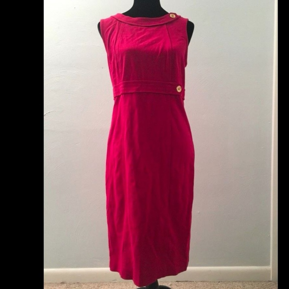 Talbots Pink Sleeveless Gold Button Sheath Dress